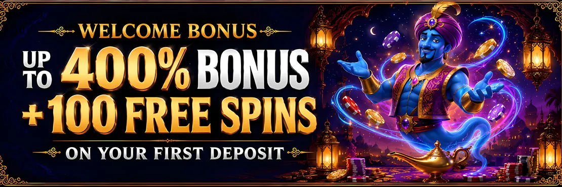 Golden Genie Casino: 400% up to £2,000 + 100 free spins
